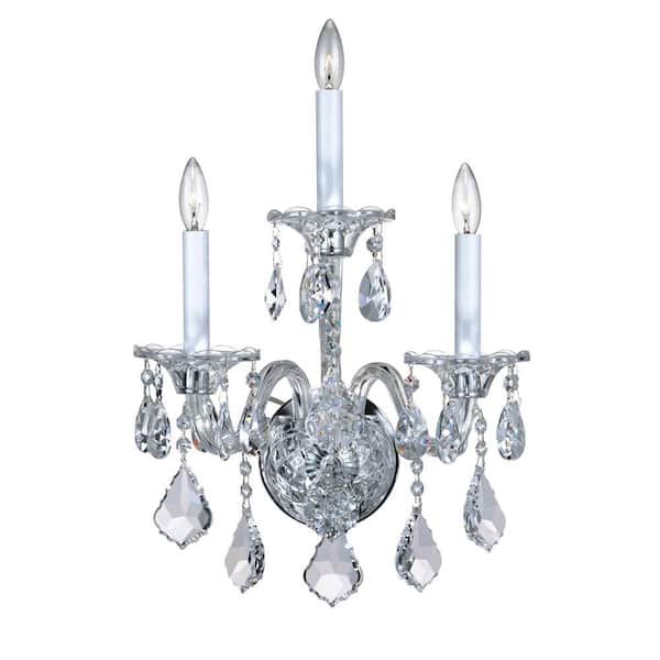 Glow Lighting Dynasty 557 12 in. 3-Light Elegant Candelabra Arm Crystal ...
