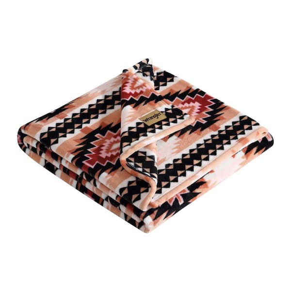 Wrangler Plains Creek Orange/Pink Ultra Soft Plush Fleece 50X70 Throw Blanket