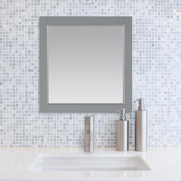 Altair Maribella 33.5 in. W x 36 in. H Rectangular Wood Framed Wall Bathroom Vanity Mirror in Grey