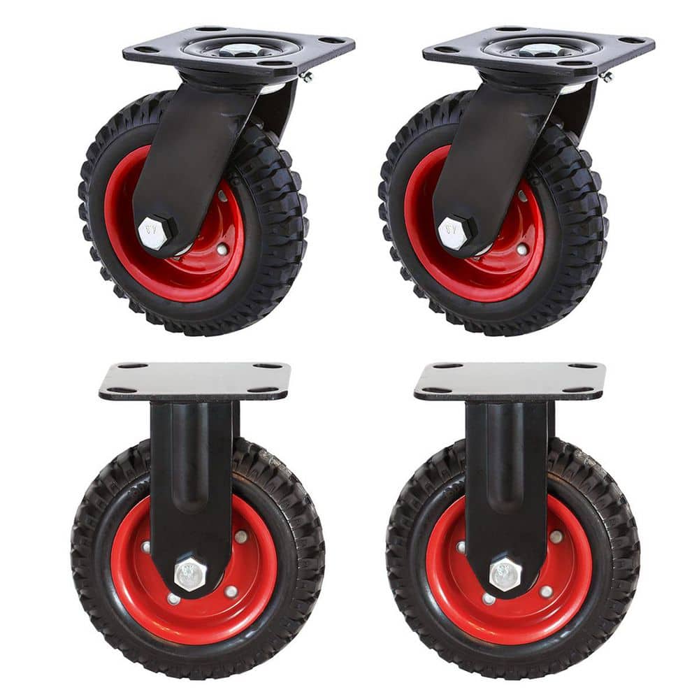 8 in. Plate Caster Wheels (2 Swivel and 2 Fixed), Heavy-Duty Plate Casters with Rubber Knobby Tread (4-Pack) price history on PriceWatchPro