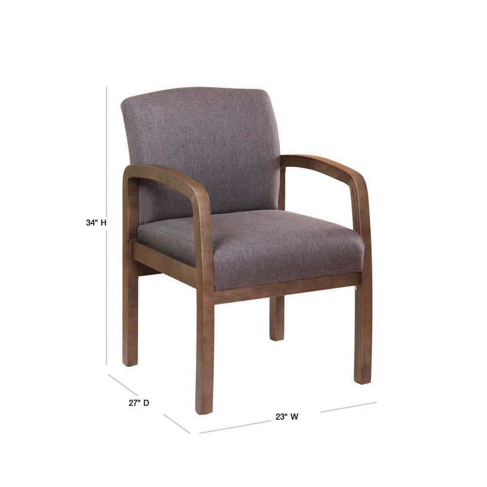 Slate Grey Driftwood Base Guest Chair in Commercial Linen