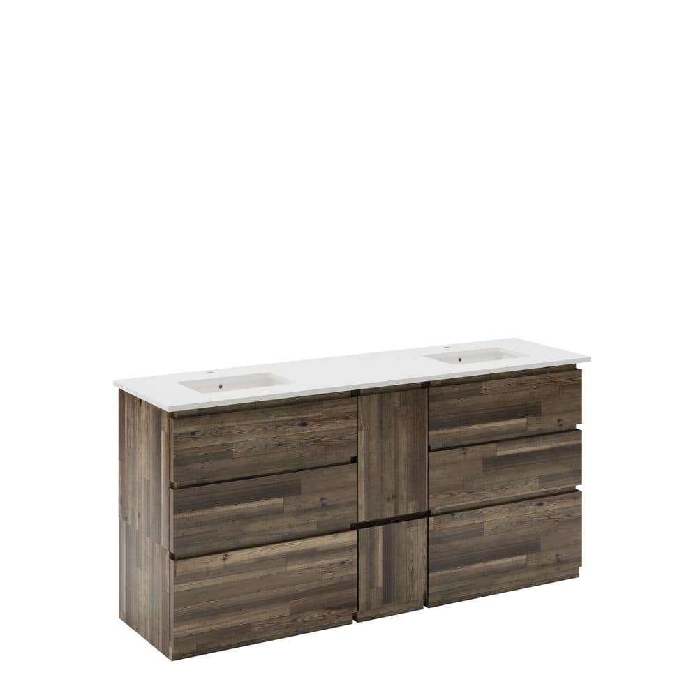 Formosa 72" Brown Quartz Stone Double Sink Vanity