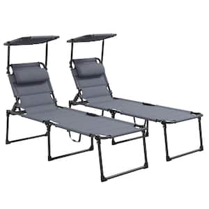 Steel, Oxford Fabric, Polyester Outdoor Lounge Chair in Gray (Set of 1)