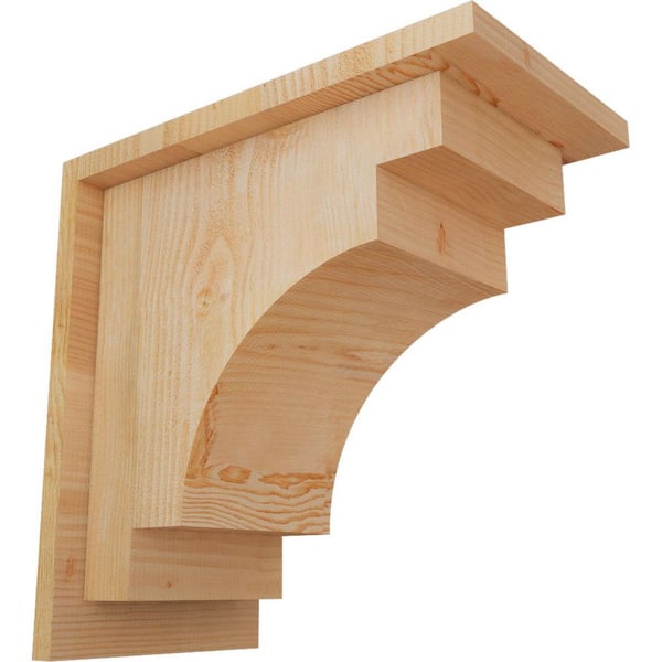 Ekena Millwork 8 in. x 14 in. x 14 in. Douglas Fir Mediterranean Rough Sawn Corbel with Backplate