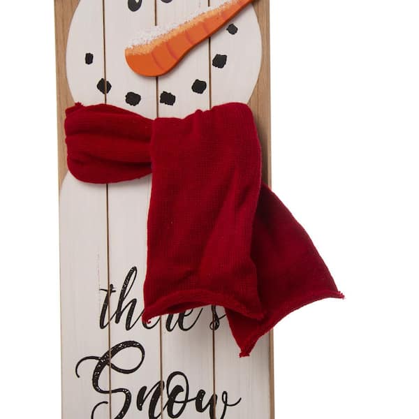 Glitzhome 42 in. H Wooden Christmas Snowman Porch Sign