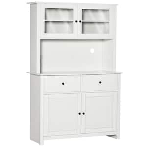 Basicwise QI004411L Wooden Kitchen Pantry Storage Cabinet with Drawer, Doors and Shelves, White