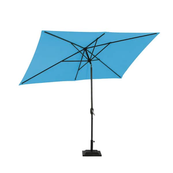 CASAINC 10 ft. x 6.5 ft. Rectangular Aluminum Market Tilt Patio Umbrella in Lake Blue