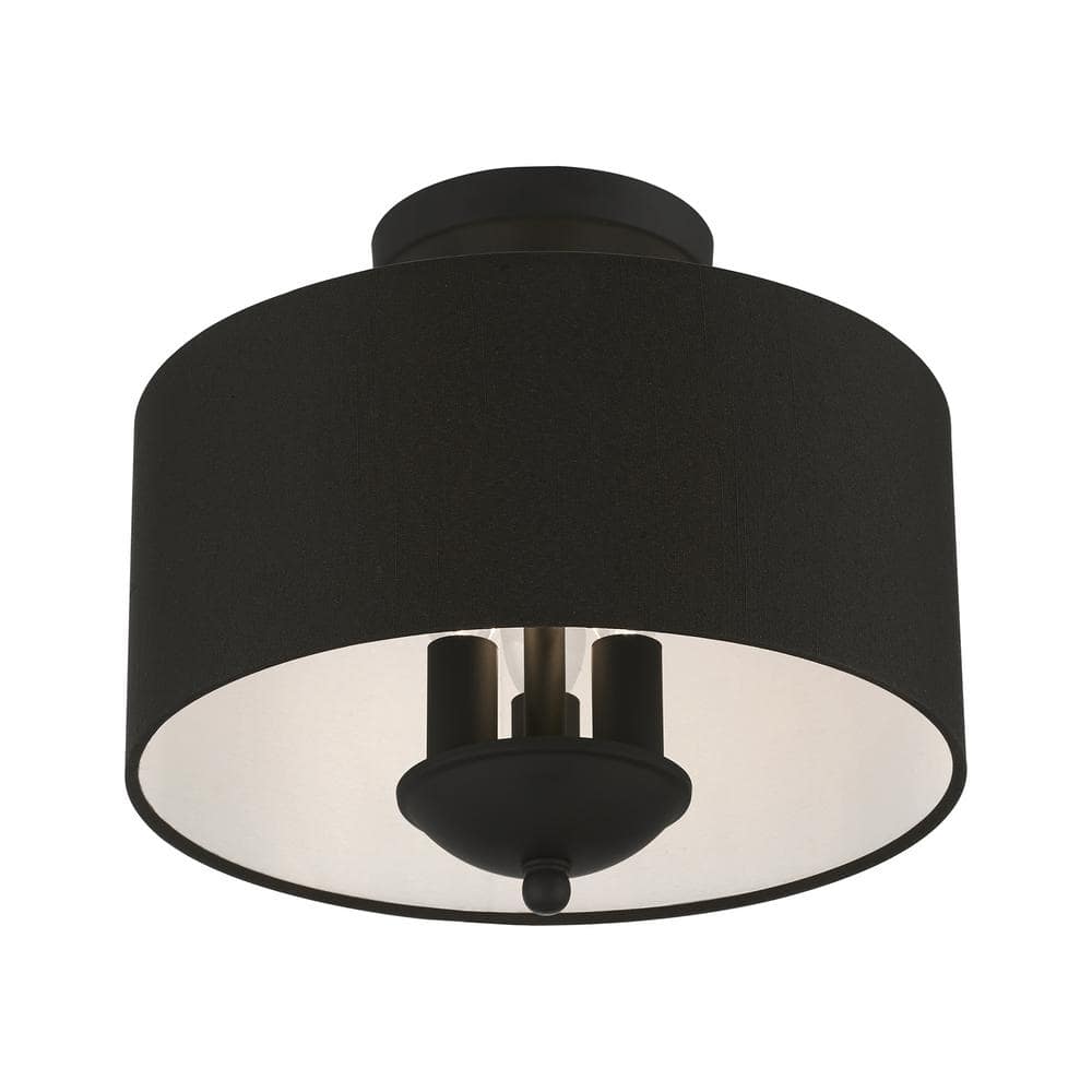 Bainbridge Black 3-Light Transitional Semi-Flush Drum Light
