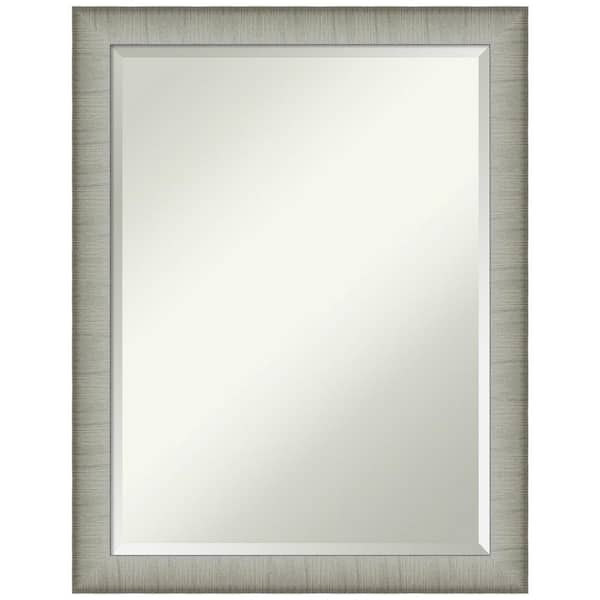 Amanti Art Elegant Brushed Pewter Narrow 21 in. H x 27 in. W Framed Wall Mirror