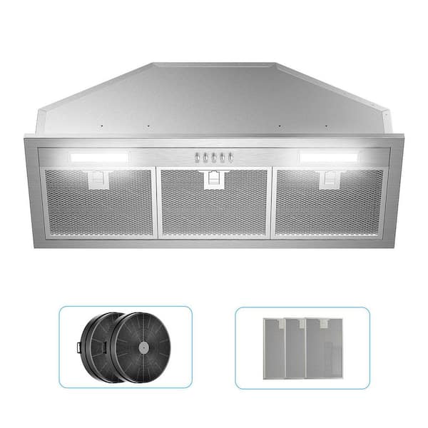 36 in. 500 CFM Ductless Convertible Insert Range Hood in Stainless Steel with Mesh Filter, 3-Speed Fan and LED Lights