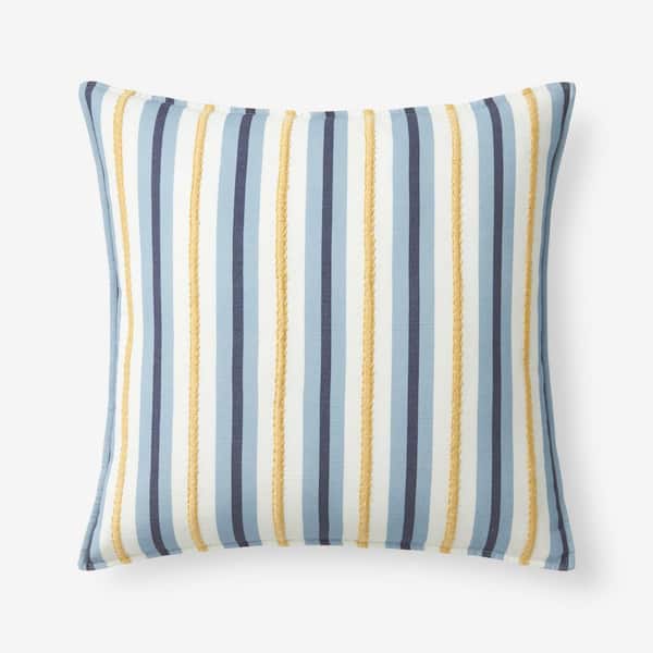 The Company Store Palmeros Decorative White Multi Striped 20 in. x 20 in. Throw Pillow Cover