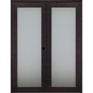 Avanti 48 in. x 79,375 in. Left Hand Active Black Apricot Glass & Manufactured Wood Standard Double Prehung French Door
