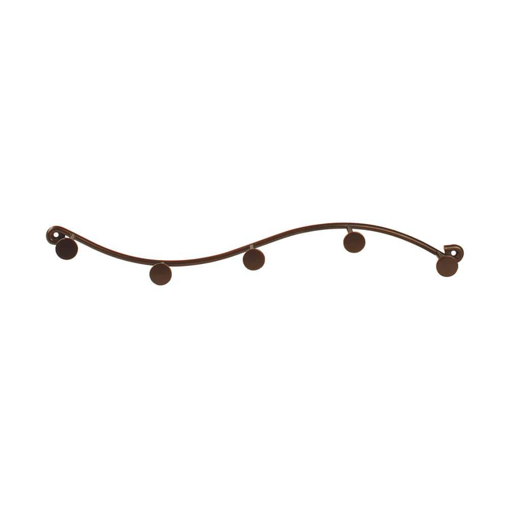 Bronze Wall Mount 5-Hook Rack with Curved Design