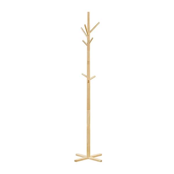 Lazzara Blasey 70 in. Solid Wood Coat Rack in Natural Finish