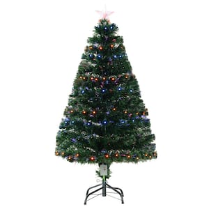 4 ft. Pre-Lit LED Douglas Fir Artificial Christmas Tree with 130 User Changeable Lights and Fiber Optic Colors