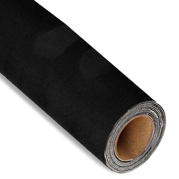 16in x 55in Microfiber Fabric Self-Adhesive Suede Look Stretch Film for Car Interior Decoration Black