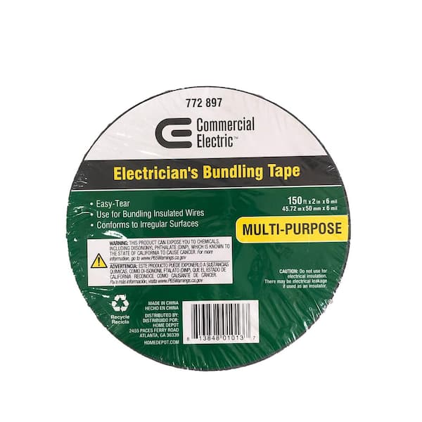 Commercial Electric 2 in. x 150 ft. Vinyl Bundling Electrical Tape Gray