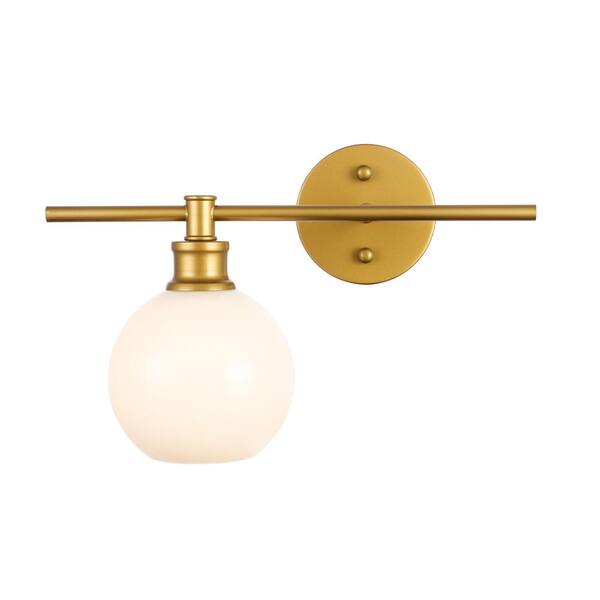 BOKT Mid-Century Wall Sconce Golden Wall Lamp with Glass Globe Shade Double L... 