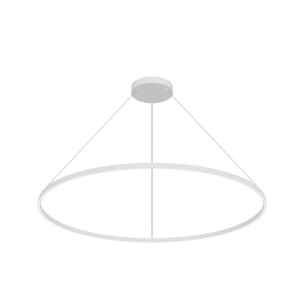 KUZCO Cerchio 60 in. 150-Watt 1-Light White Integrated LED Pendant-Light