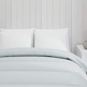 300tc Cotton Sateen Light Warmth Light Blue Down Alternative King Comforter