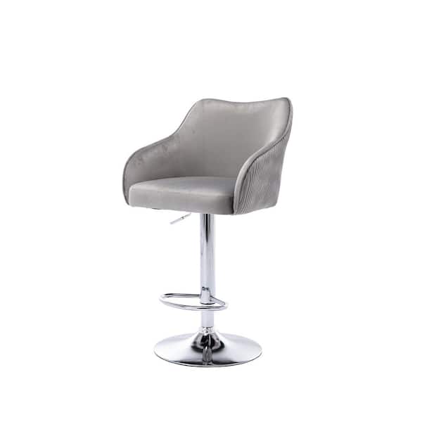 Unbranded 46.06 in. Grey Low Back Metal Frame Counter Height Bar Stool (Set of 2)