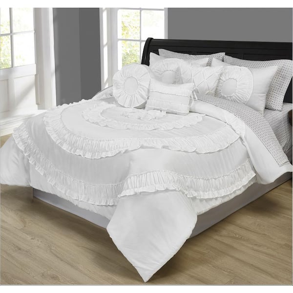 Morgan Home Mhf 10-Piece White Queen Comforter Set