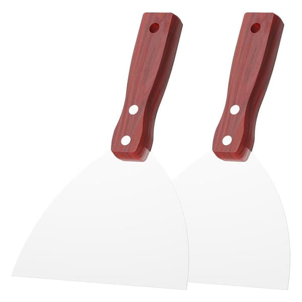 KIWDZFU 6 in. Stainless Steel Joint Taping Knife with Wooden Handle for Drywall Decals Wallpaper Floor Tile Patching Painting