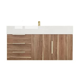 Bethany 42 in. W x 20 in. D x 22 in. H Single Sink Floating Bath Vanity in White Oak with White Acrylic Top