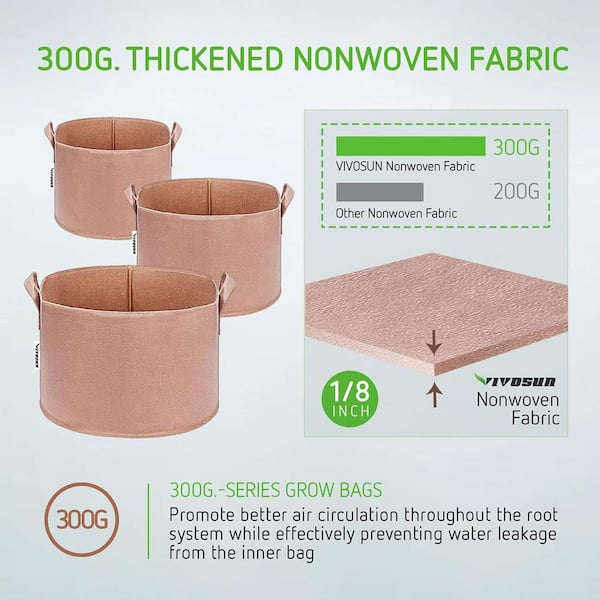 Non Woven Fabric Pots 5-Pack 5 7 10 20 100 Gallon 300g Thickened Fabric  Garden Pots Felt Plant Grow Bag - China Plant Bag and Plant Nursery Bag  price