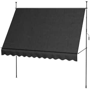 Black 9.84 ft. x 3.94 ft. Patio Awning Sun Shade Shelter with Support Pole Stand and UV Resistant Fabric