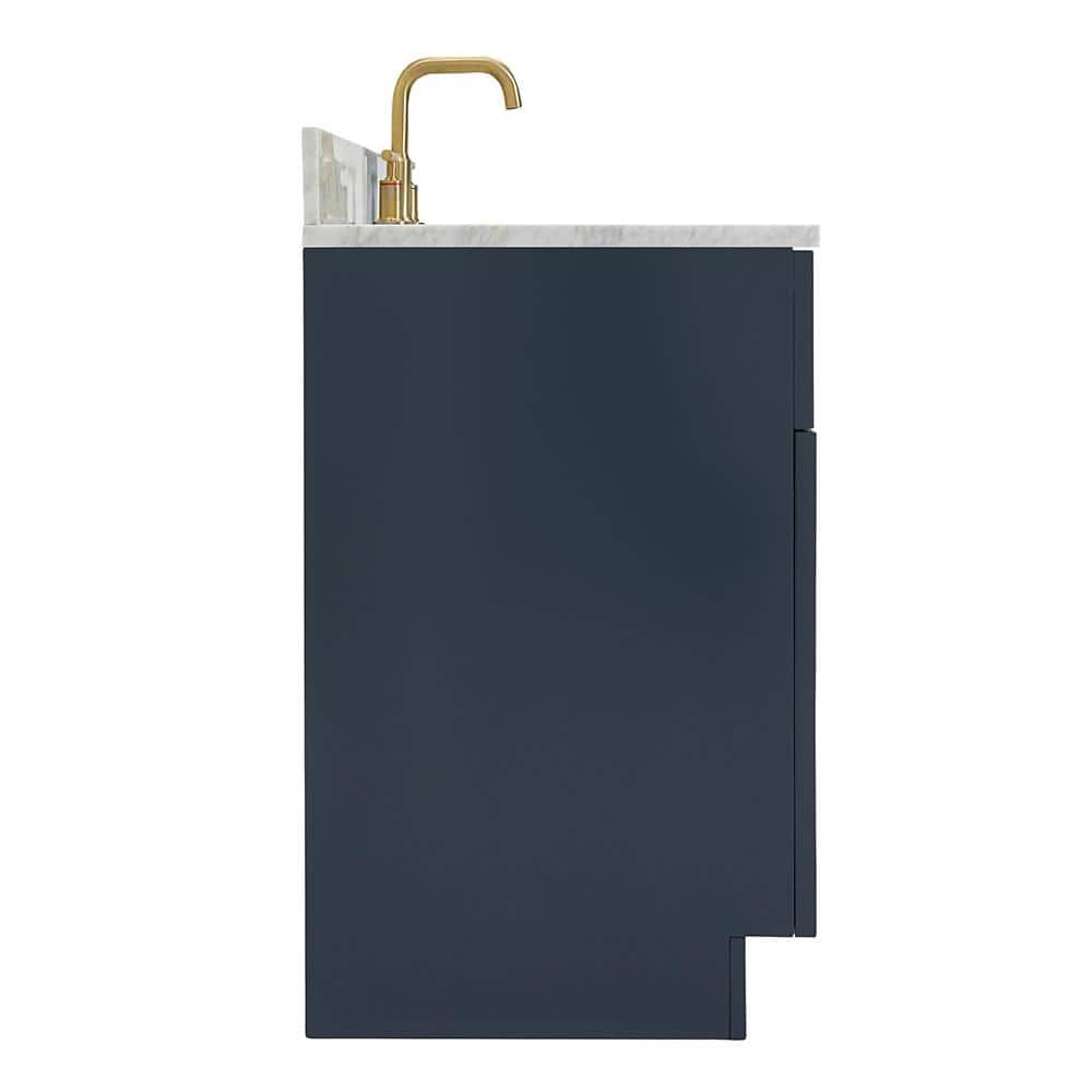 Midnight Blue 31" Freestanding Vanity with Carrara Marble Top