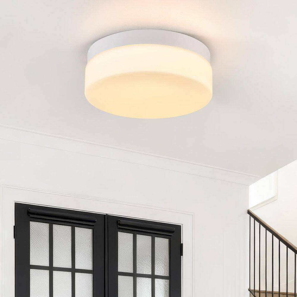11.4 in. LED White Flush Mount With Milky White Glass Shade Dimmable Ceiling Lamp for Kitchen, Hallway, Stairwell price history on PriceWatchPro