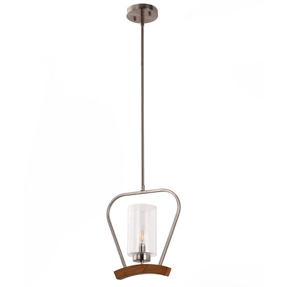 1-Light Brushed Nickel Pendant Light with Bubble Glass Shade, Adjustable Rod, E12 Base, Modern Hanging Fixture price history on PriceWatchPro