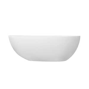 66.9 in. x 34 in. Stone Resin Solid Surface Freestanding Soaking Bathtub in Matte White
