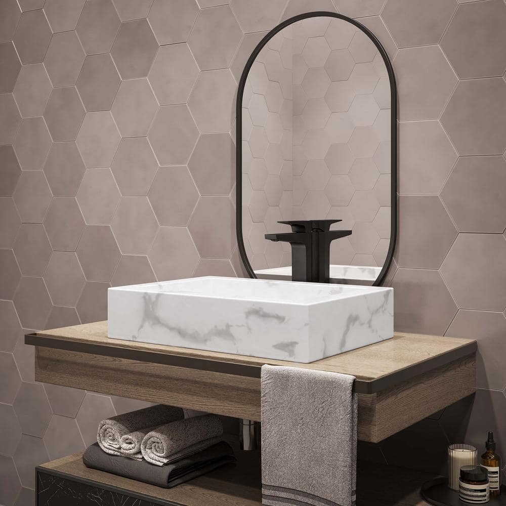 Voltaire 22" White Marble Ceramic Vessel Sink