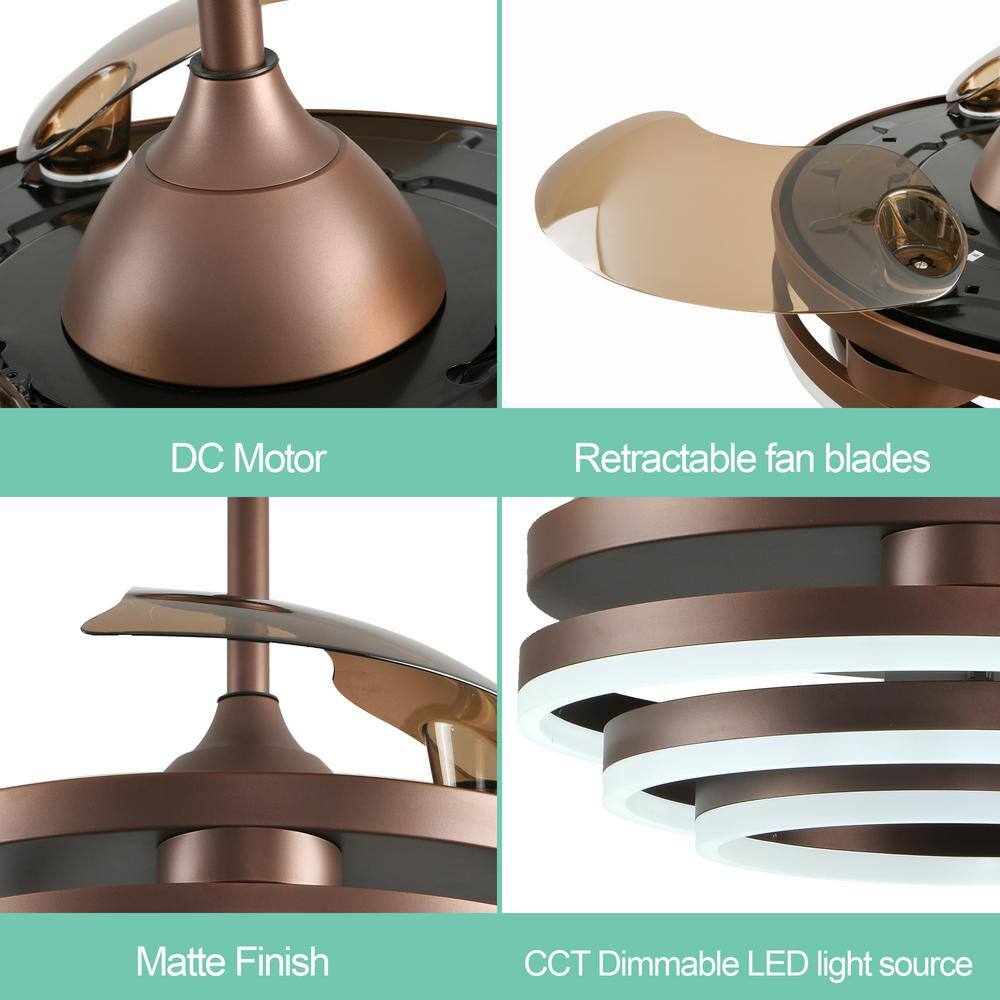 Bayview 42" Brown Brushed Metal LED Ceiling Fan with Remote