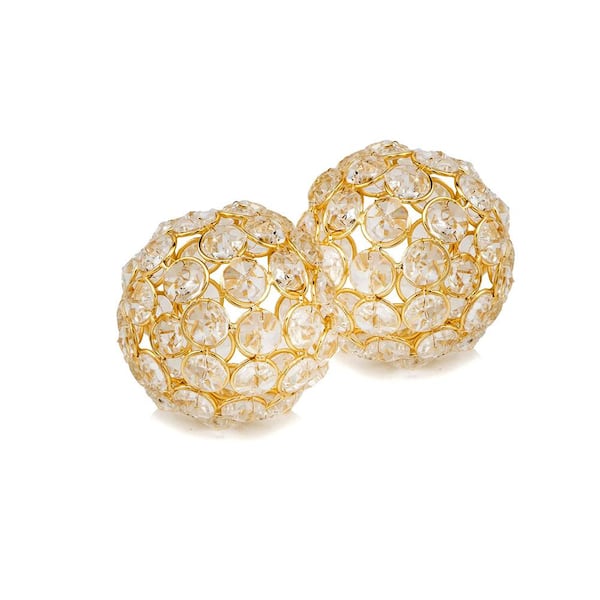 HomeRoots Crystal Polished Spheres Set of 2