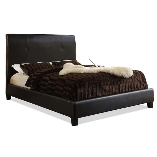 Cambridge Contemporary Dark Brown Faux Leather Upholstered Queen Size Bed