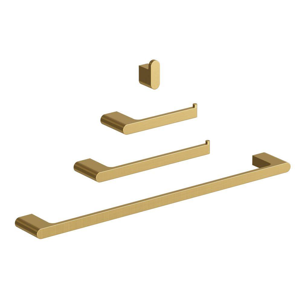 4-Piece Stainless Steel Bath Hardware Set with Towel Bars, Toilet Paper Holder, and Towel Hook in Brushed Gold price history on PriceWatchPro