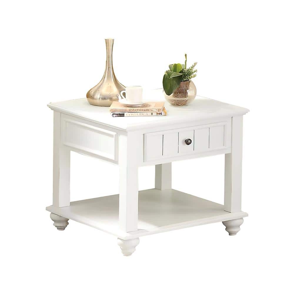 Natesa White Washed 24-Inch Poplar Wood End Table with Storage