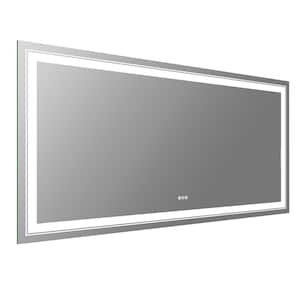 72 in. W x 36 in. H Rectangular Frameless Dimmable LED Light Anti-Fog Wall Bathroom Vanity Mirror Super Bright