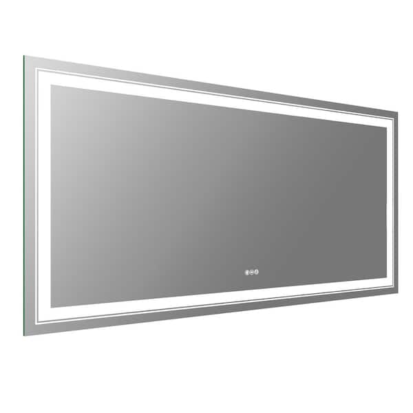 BWE 72 in. W x 36 in. H Rectangular Frameless Dimmable LED Light Anti-Fog Wall Bathroom Vanity Mirror Super Bright