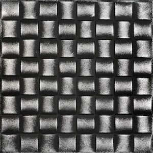 Cobblestone Black Silver 1.6 ft. x 1.6 ft. Decorative Foam Glue Up Ceiling Tile (21.6 sq. ft./Case)