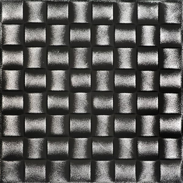 A La Maison Ceilings Cobblestone Black Silver 1.6 ft. x 1.6 ft. Decorative Foam Glue Up Ceiling Tile (21.6 sq. ft./Case)