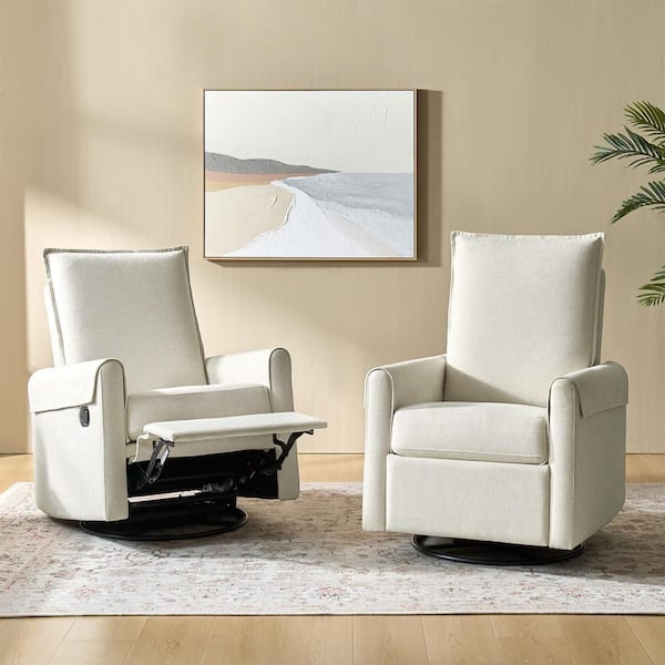 Loleta White 29.5 n. Swivel and Rocker Manual Recliner with Removable and Washable Slipcover(Set of 2)