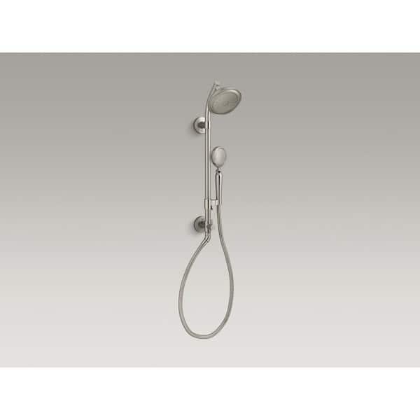 Hydrorail-S 1-Spray Shower Column Kit with Artifacts 2.5 Gpm Showerhead and Handshower in Vibrant Brushed Nickel