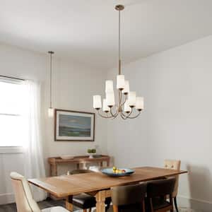 Aubrey 1-Light Brushed Nickel Transitional Shaded Kitchen Mini Pendant Hanging Light with Satin Etched Glass