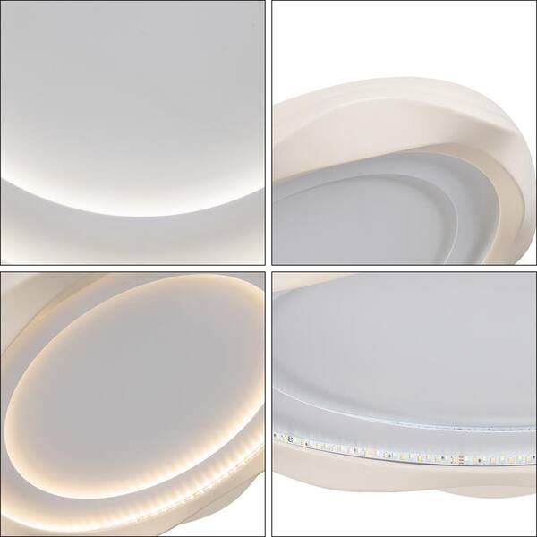 OUKANING 19.68 in. Beige Modern Dimmable Flush Mount Ceiling