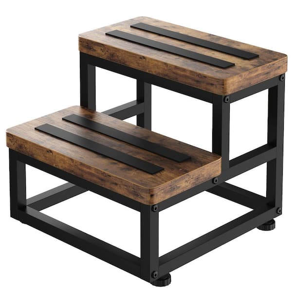 2-Step 7 ft. Reach Wooden Step Stools with Heavy Duty Sturdy Construction, 500 lb. Load Capacity Type IAA Duty Rating