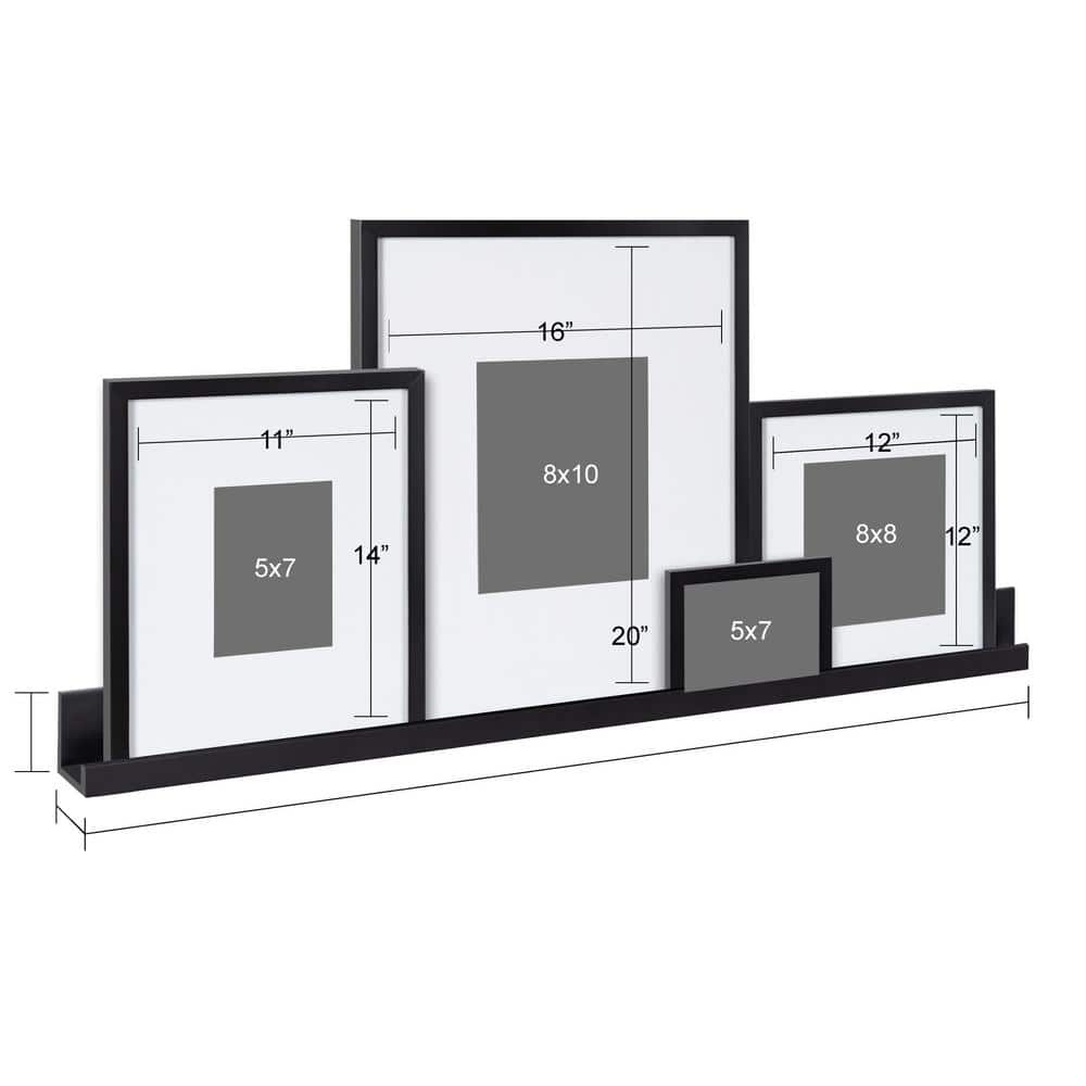 Classic 44.5" Black Wood Gallery Frame and Shelf Set